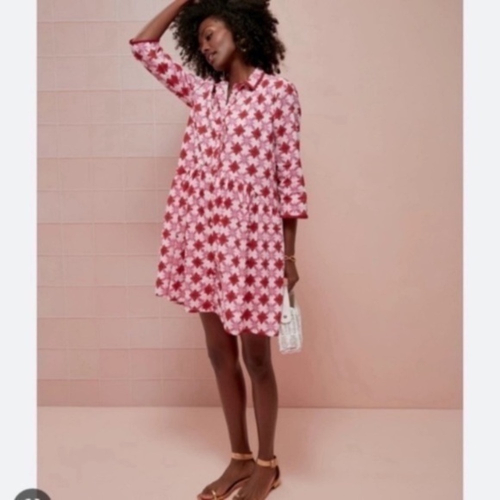 Tuckernuck Ro’s Garden Pink and Red Floral Mini Shirt Dress